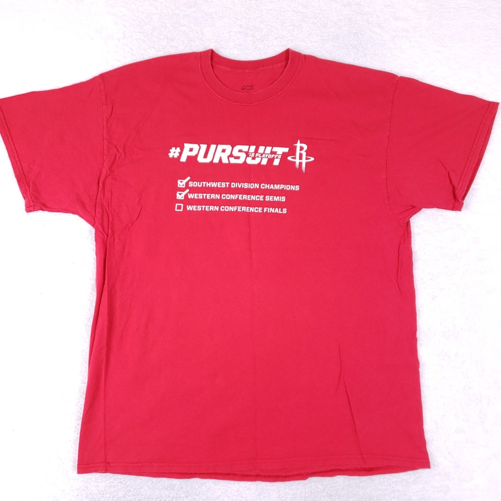 PORT AND COMPANY T-Shirt Mens 2XL Houston Rockets NBA 2015 Playoffs Red Graphic